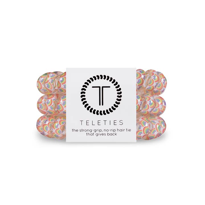 TELETIES - Wholesale Hair Tie - Spiral Hair Coils | Large | Rainbow Daze Hair Ties