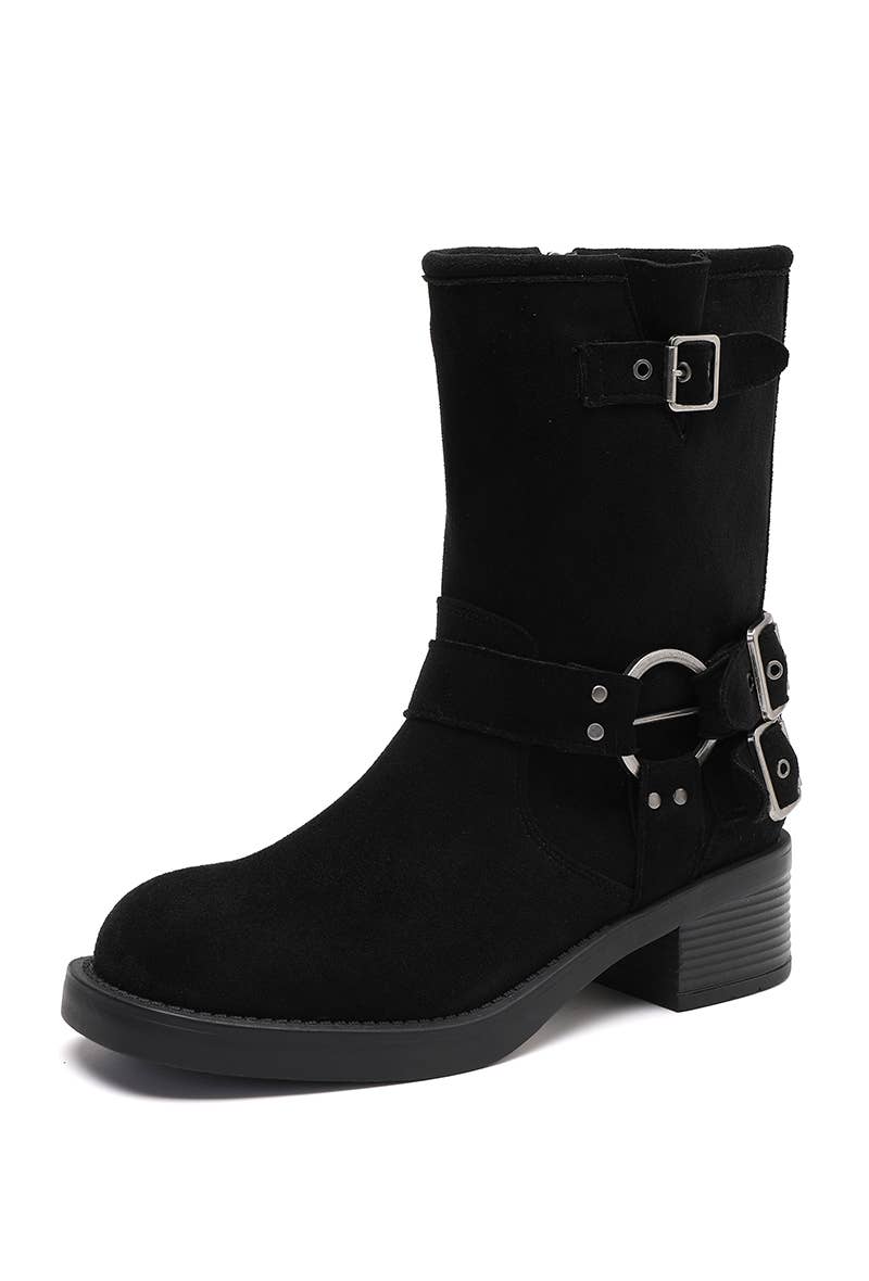 Joia Paris - Wholesale Boots - Women's - Biker-style buckle and ring ankle boots H8-7981