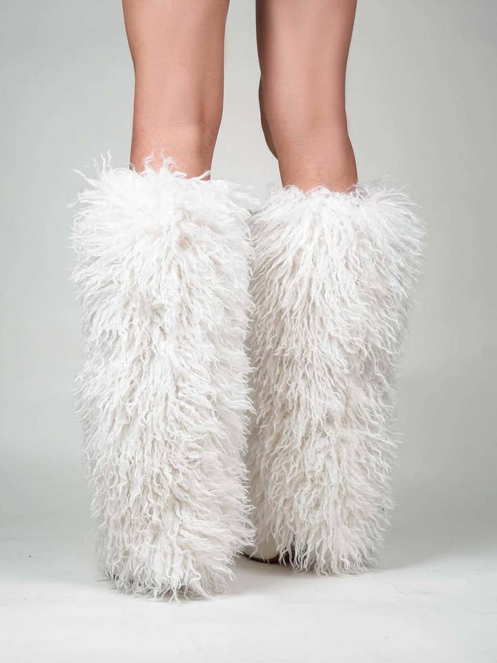 White Women's DEMURE DIAMANTE FAUX FUR BOOT for wholesale on Faire8
