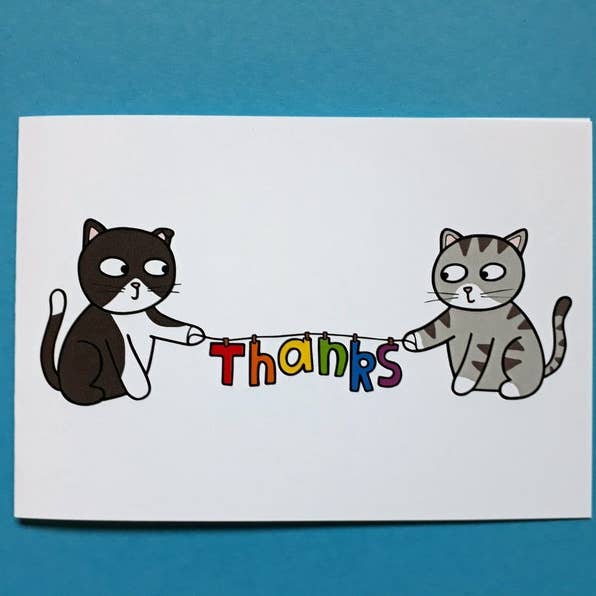 Penguin Parade - Venta al por mayor Tarjetas de agradecimiento - Tarjeta Thanks Cat