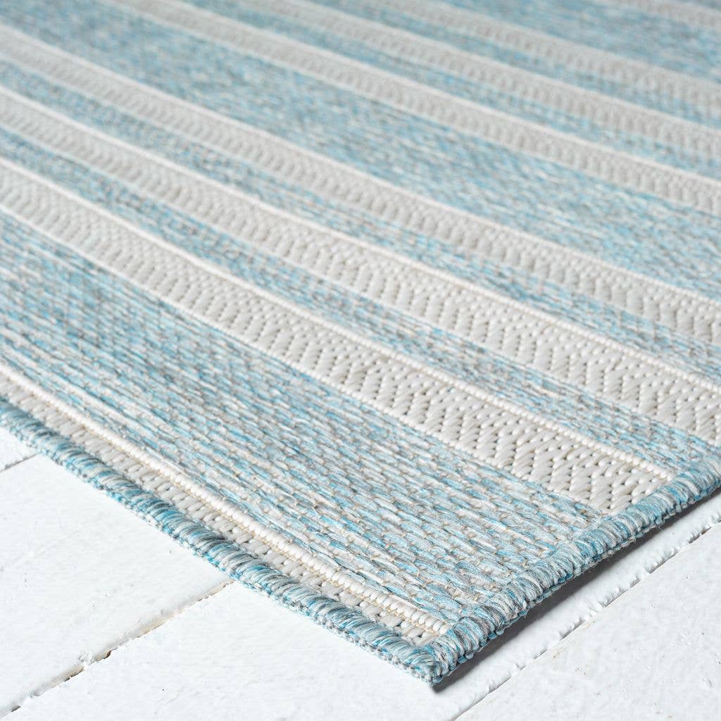 Abani Rugs - Vendita all'ingrosso Tappeto - Tappeto da Interni/Esterni a Righe Orizzontali Blu Oceano3