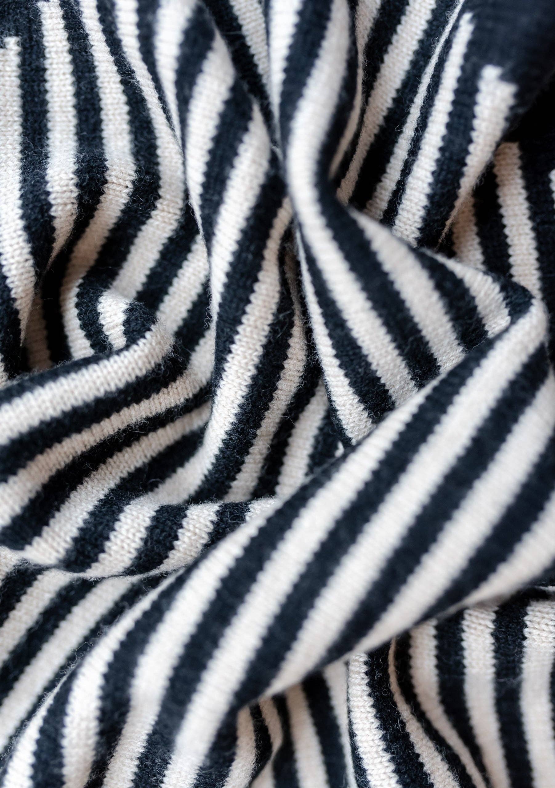 TBCo - Wholesale Scarf - Women's - Merino Triangle Scarf in Black Stripe3