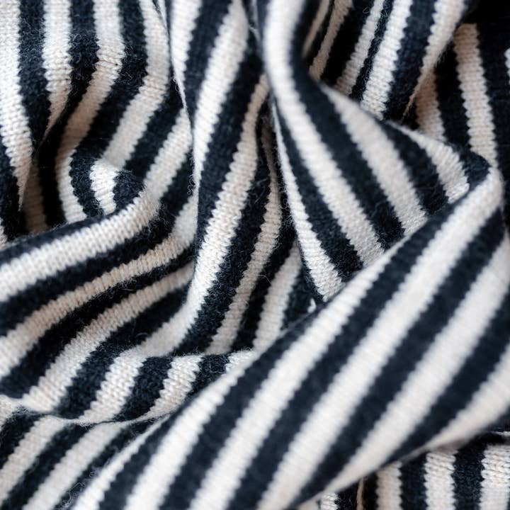 TBCo - Wholesale Scarf - Women's - Merino Triangle Scarf in Black Stripe3