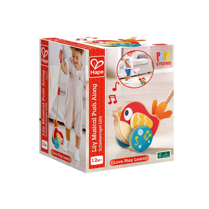 Hape Toys - Wholesale Musical Toy - Kids & Baby - Hape Lilly Musical Push Along - Wooden Bird Toy for Toddlers