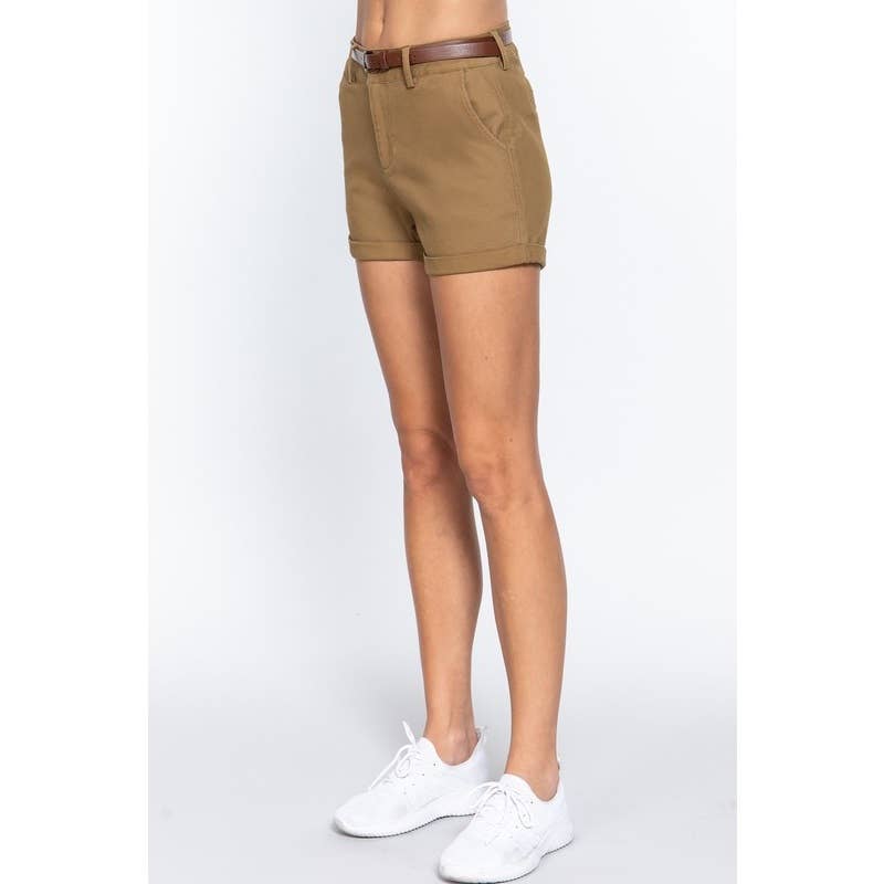 Paperdoll - Wholesale Shorts - Women's - COTTON-SPAN TWILL BELTED SHORT PANTS 5