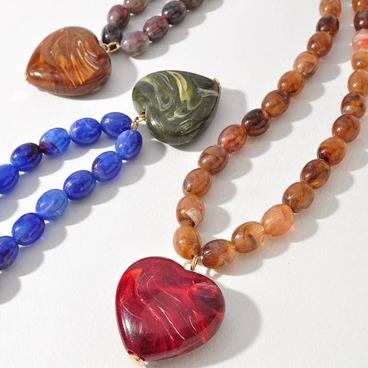 anbfashion - Wholesale Pendant/Charm Necklace - Bold Beaded Heart Pendant Necklace1