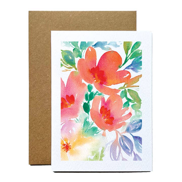 Birthday Greeting Card with Flower Painting for wholesale by Jenny Vellacott