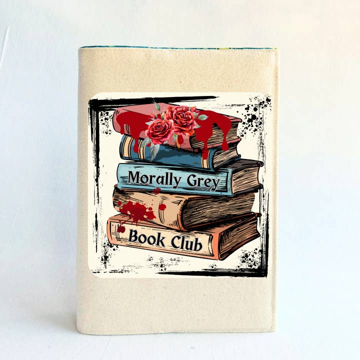 Reusable Adjustable Fabric Book Cover -Morally Grey Bookclub for wholesale by Pretty Clever Words