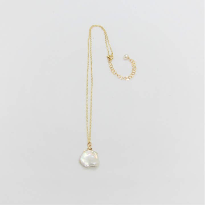 Keishi Pearl Drop Necklace for wholesale by J. Mills Studio