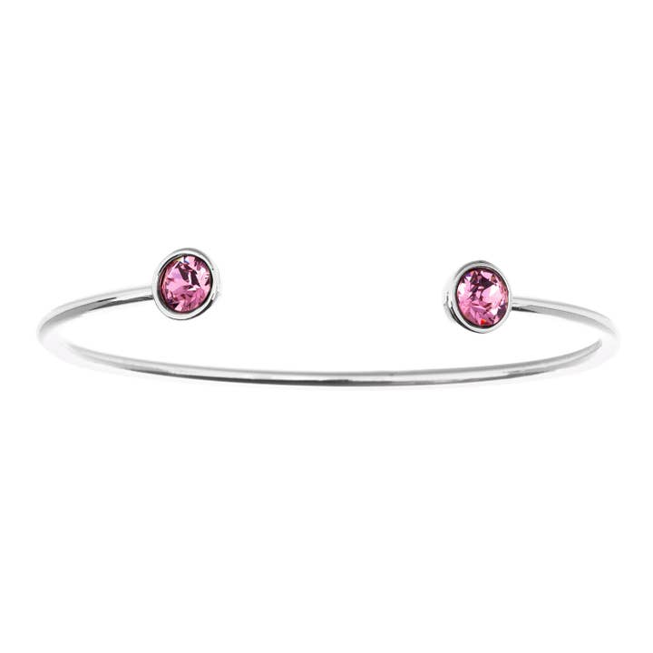 Bracelete Punho banhada a PRATA com cristais Lt Rose (Outubro) por atacado de Luxe on Main LLC