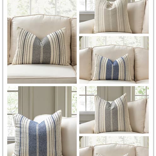 French Stripe Throw Pillows - EG01 Pattern - 4 Color Options for wholesale by HUIRESOURCE