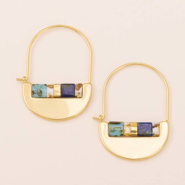Scout Curated Wears - Wholesale Hoop Earrings - Good Karma Miyuki Crescent Hoop - Indigo/Gold0