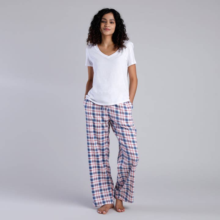 Navy Plaid Pant i en taske for engroshandel hos Mahogany