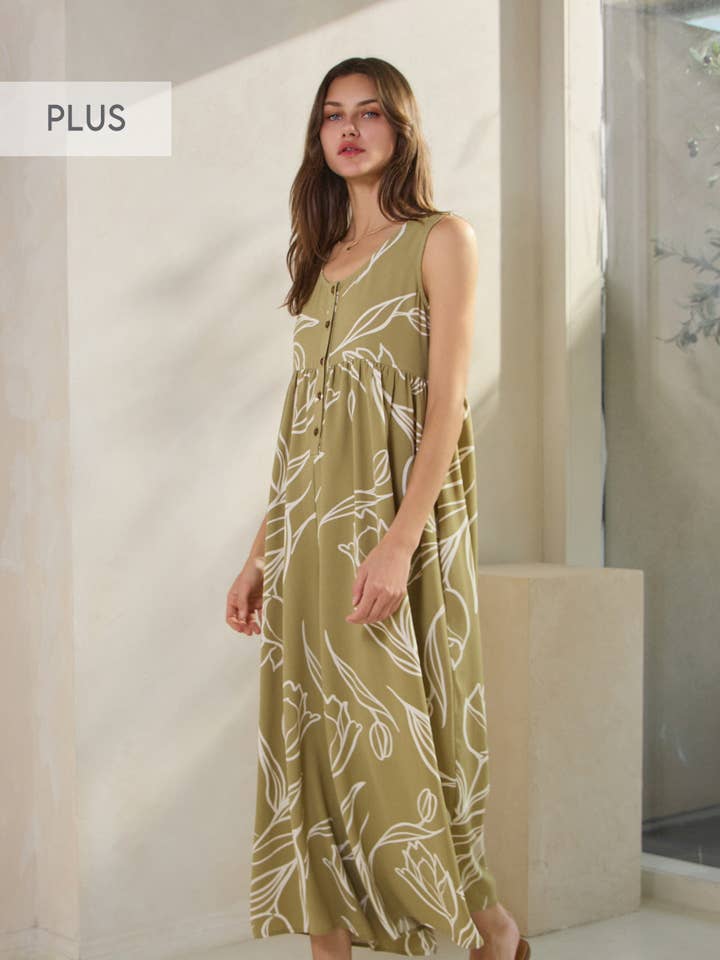 Plus Floral Line Drawing Printed Cropped Jumpsuit for wholesale by Oddi