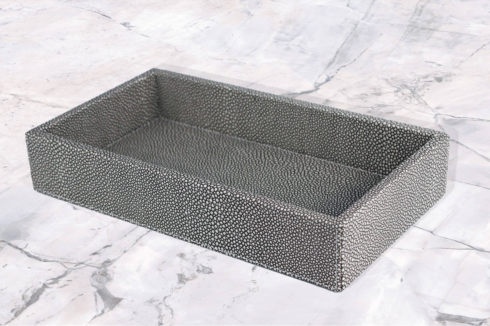 Signature Home Collection GmbH – wholesale Decorative tray – Small rectangular tray, artificial leather, stingray, blue organizer6