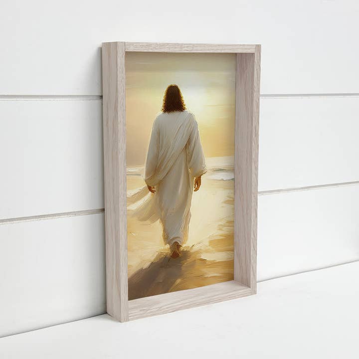 Hangout Home - Wholesale Art Print - Jesus Golden Sunset - Jesus Canvas Wall Art - Wood Framed