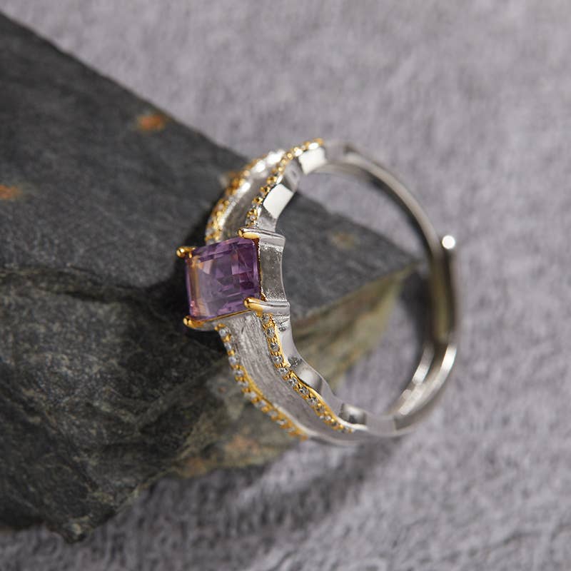 Gioiellin - S925 Silver Jewelry - Wholesale Single Stone/Solitaire Ring - S925 Sterling Silver Natural Peridot Amethyst Citrine Ring6