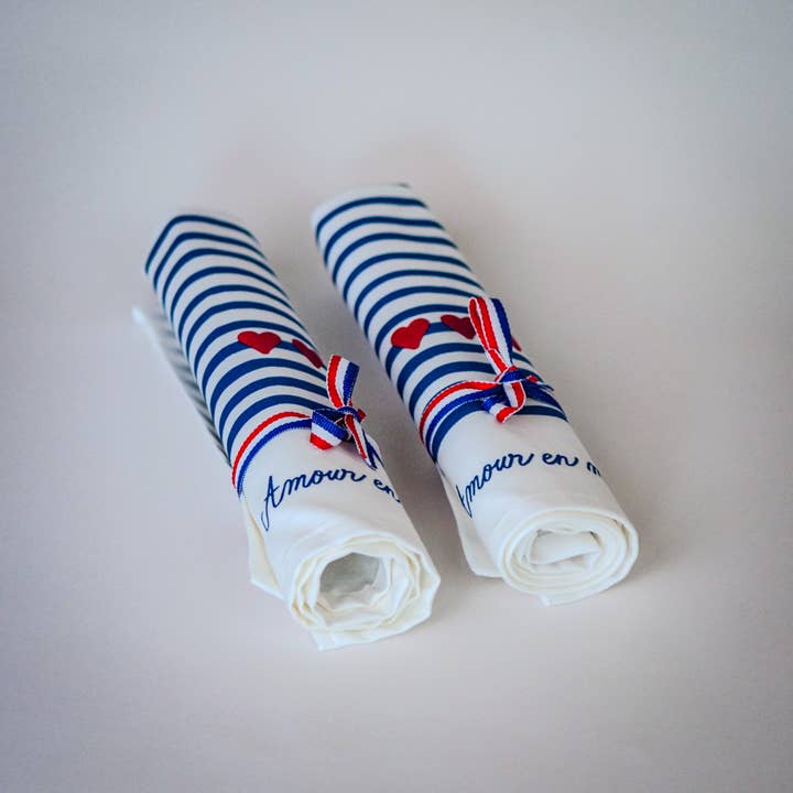 LA SERVIETTE DE TABLE - Wholesale Dinner & cloth napkin - The “Love at Sea” gift set of 2 table napkins1