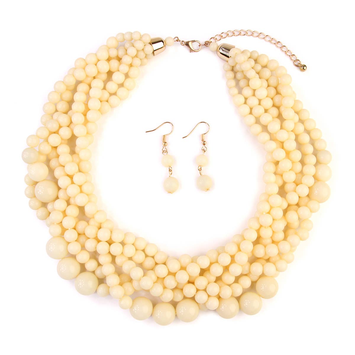 MYS Wholesale Inc - Vente Parures de bijoux - Ensemble collier ras-du-cou et boucles d'oreilles à bulles à plusieurs brins pour femmes3