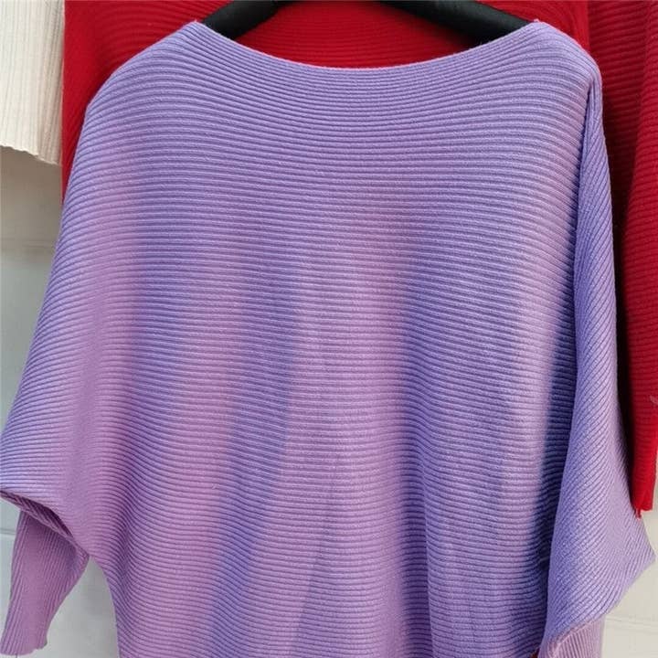 ShieldChic - Wholesale Knit Sweater - Women's - Solid Color One-Word Collar Bat Sleeve Knit Sweater3