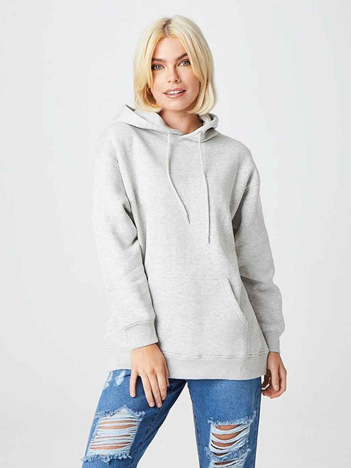 Recycled Loren Grey Boyfriend Hoody for wholesale by Urban Bliss