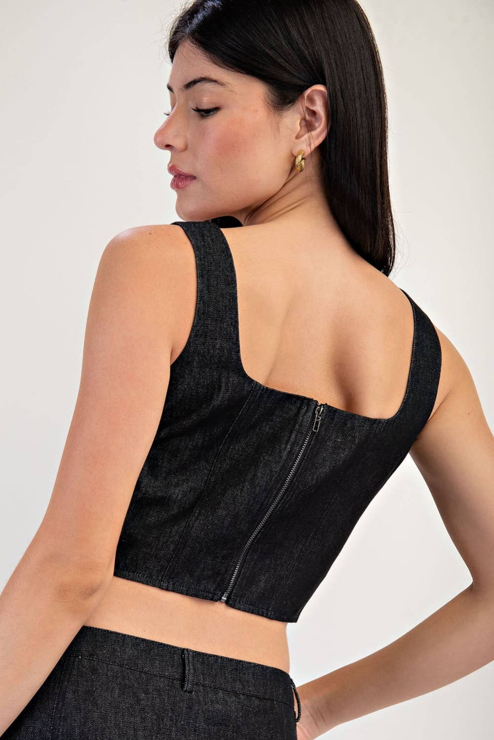 Edit by Nine – wholesale Tank top – Women′s – Ct6180 Contrast Lace Denim Sleeveless Top7