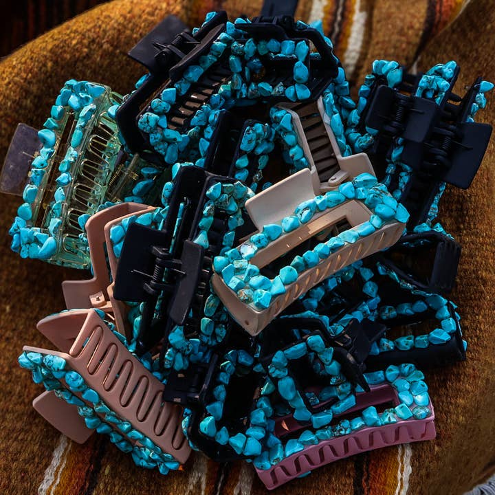 HV Leather - Wholesale Hair Clip - Women's - Turquoise Claw Clip