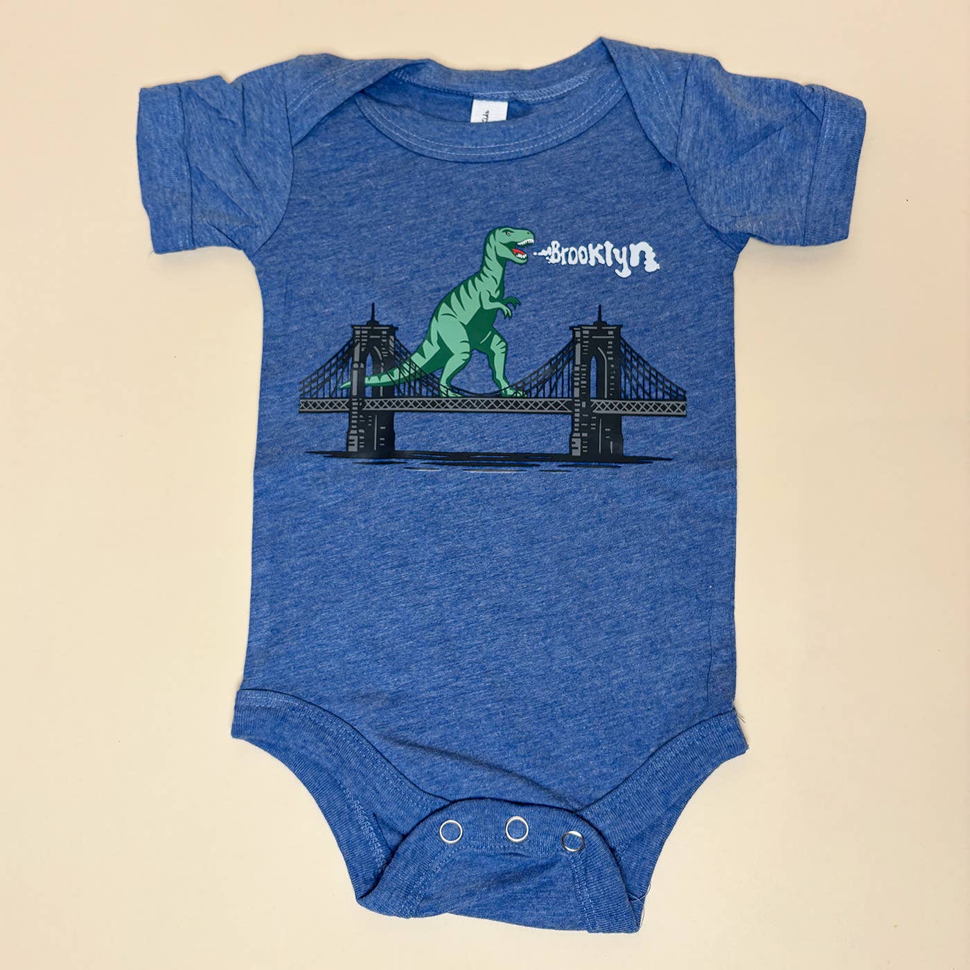 Animal Instincts - Wholesale Bodysuit (Non-Footed) - Baby - Infant Dinosaur On NY Brooklyn Bridge Onesie1