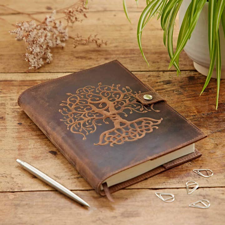 The Paper High Gift Company Limited - Wholesale Journal Cover - Buffalo Leather Refillable Tree of Life Journal