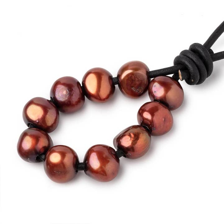 Beads of Cambay - Wholesale Beads - 8.5-10.5mm Saffron Brown Large Hole Baroque Pearls Set of 10