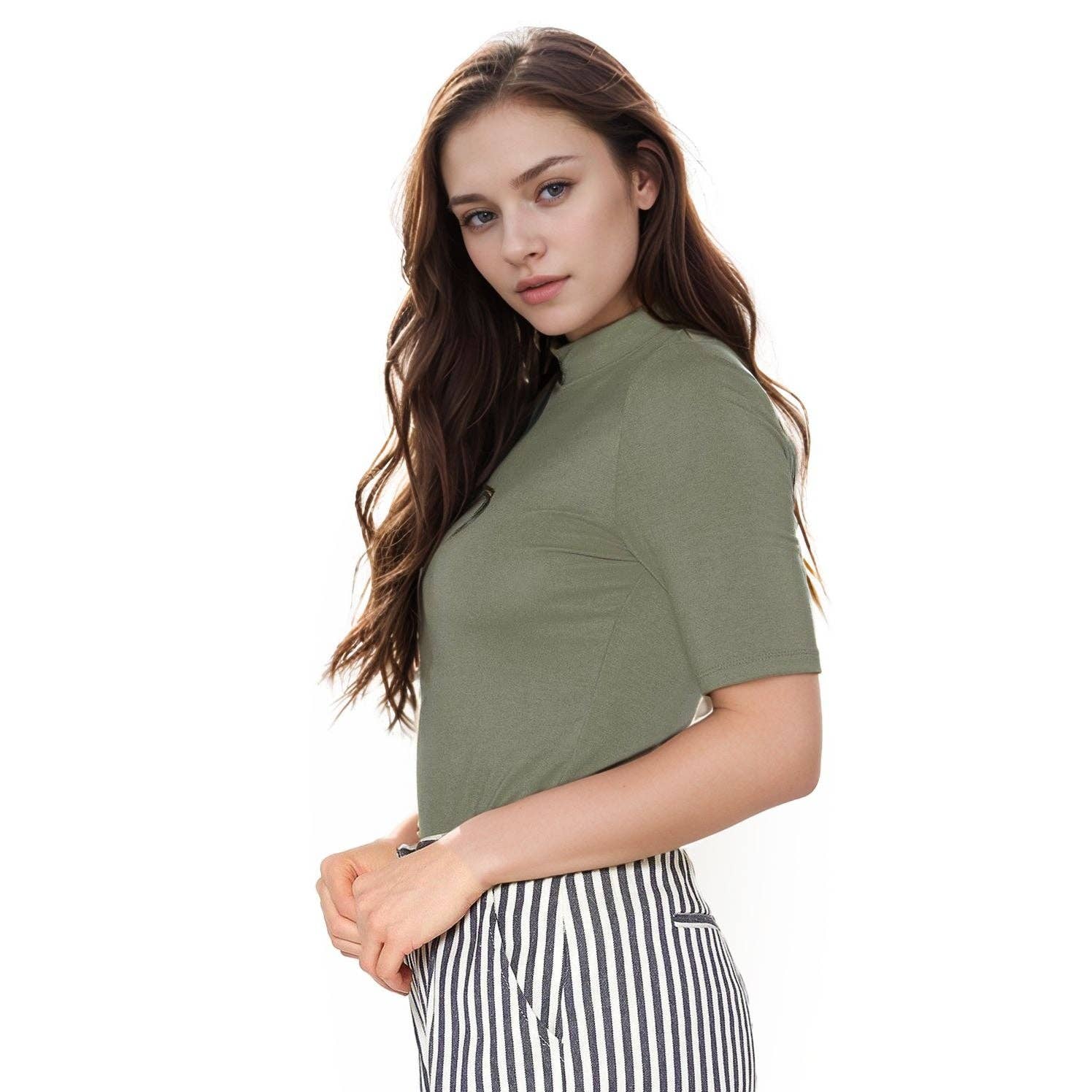 Robin K – Top de malha - Mulher por atacado – Bellatrix Feminino De Manga Tartaruga Justo Top Justo16