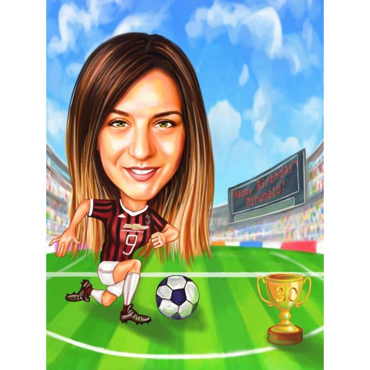 FOOTBALLEUR FILLE pour la vente par Caricature4You