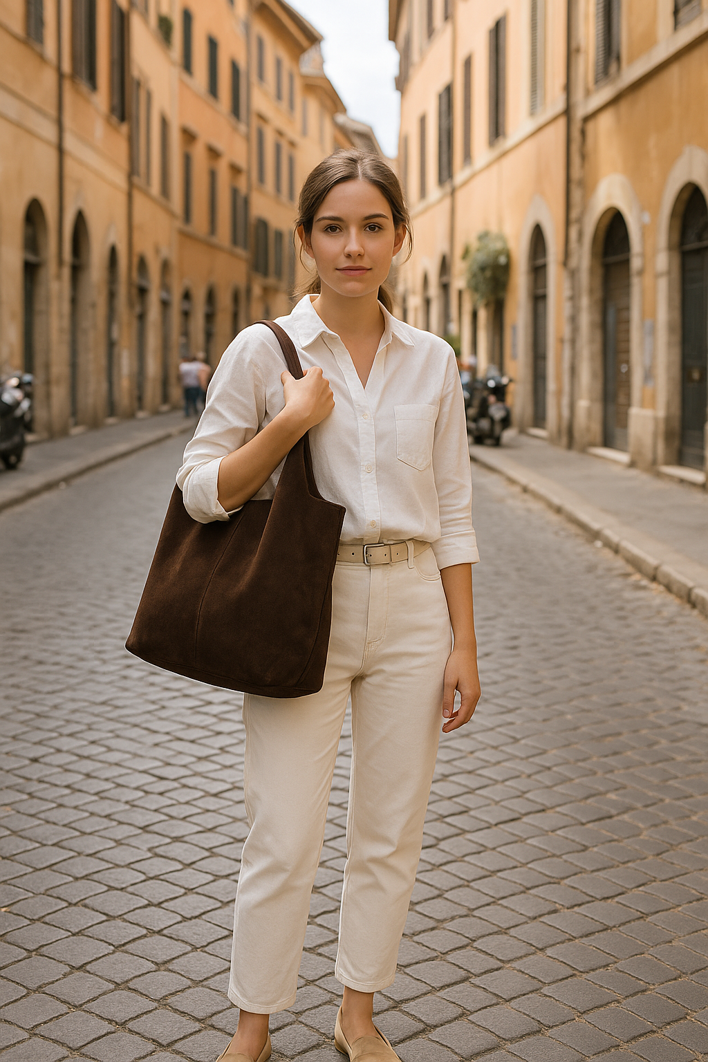 ITALIAN'S LEATHER - Wholesale Top Handle Bag - Women's - Giannina 221024 Suede Leather Shoulder Bag24