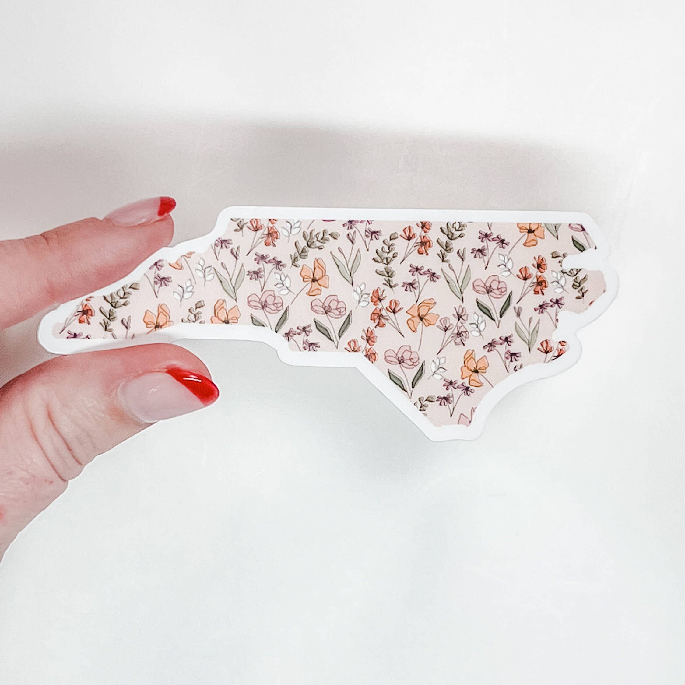 Positively North Carolina - Wholesale Sticker - Floral North Carolina State Sticker with Flowers3