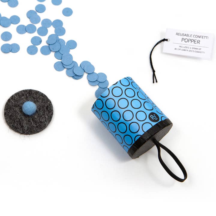 Studio 82° – wholesale Konfetti – Blåklint återanvändbar konfetti popper