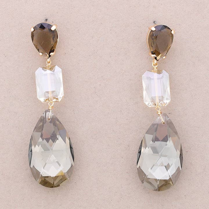 Faceted Crystal Drop Pendant Earrings for wholesale by Sonata