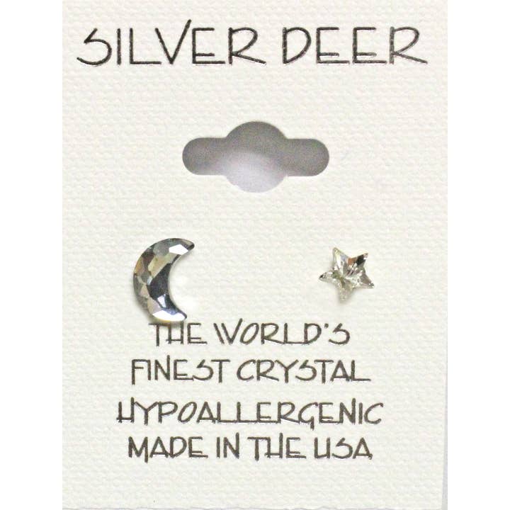 Silver Deer Crystal - Wholesale Jewelry Set - 108 pr. crystal Post Earrings on 3-sided Spinner