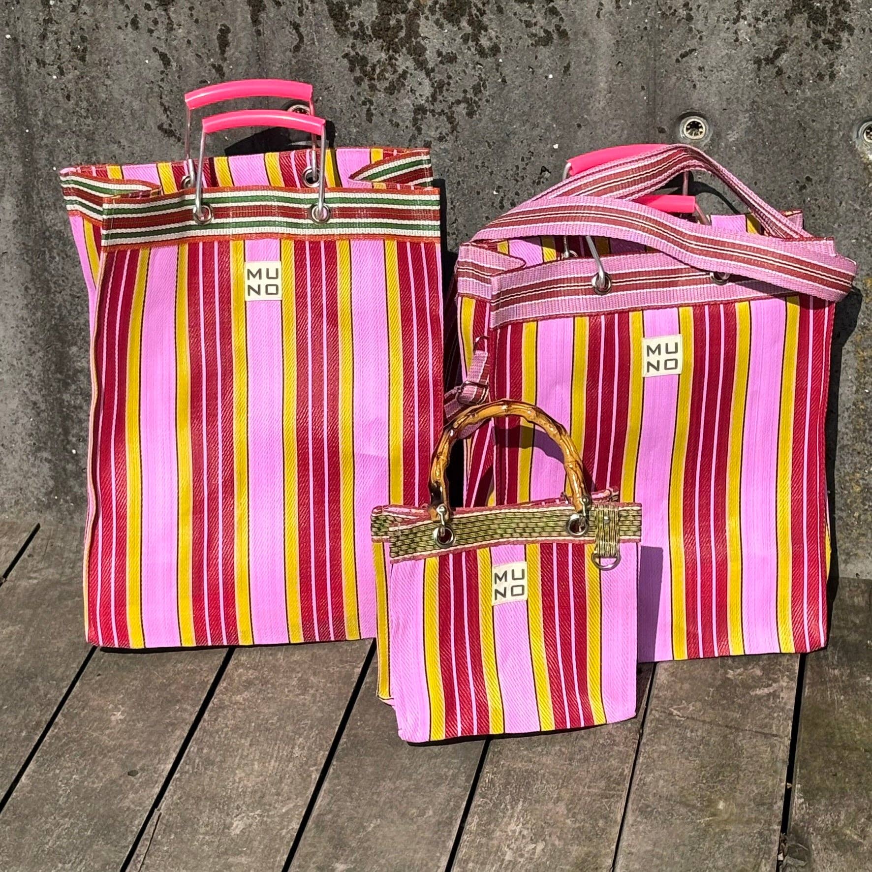 Muno - Wholesale Tote Bag - Women's - Recycled Nylon Striped Shopper – Berry Twist2