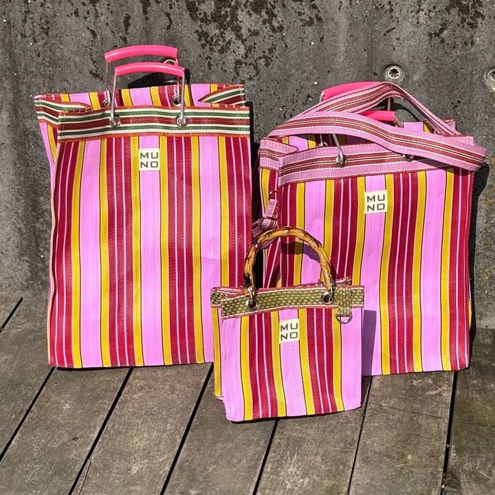 Muno - Wholesale Tote Bag - Women's - Recycled Nylon Striped Shopper – Berry Twist2
