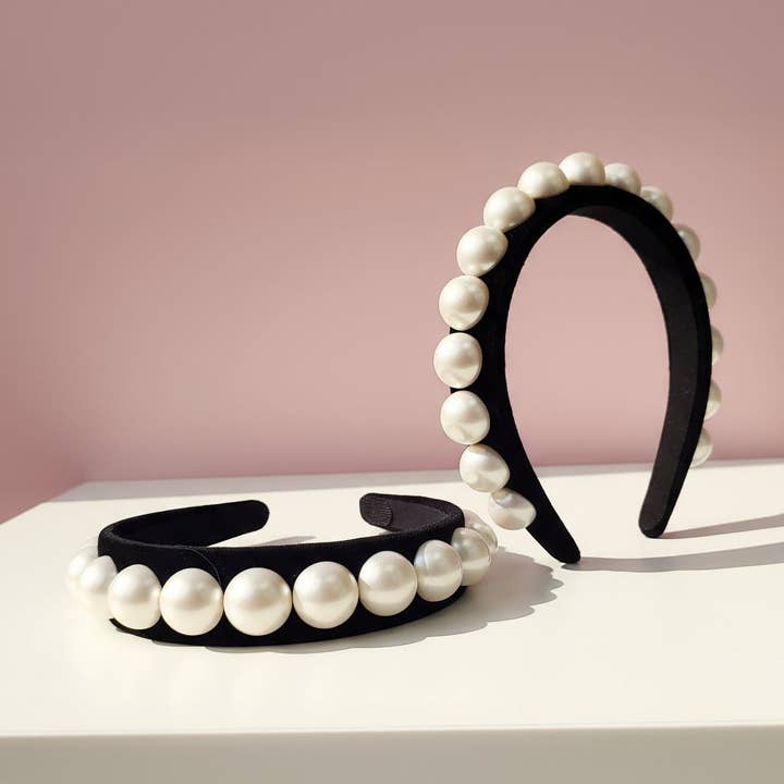 Arya Jewellery Wholesale - Vente Bandeau – femme - Bandeau en velours orné de perles1