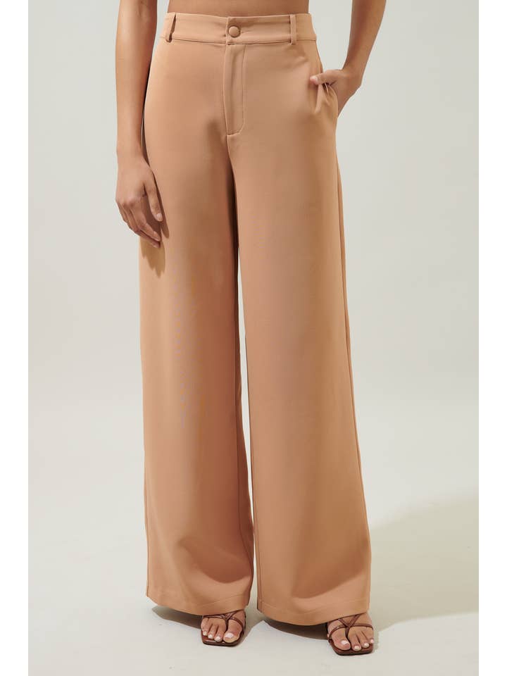 Sugarlips - Wholesale Pants - Women's - Chelsea Belted Wide Leg Trousers