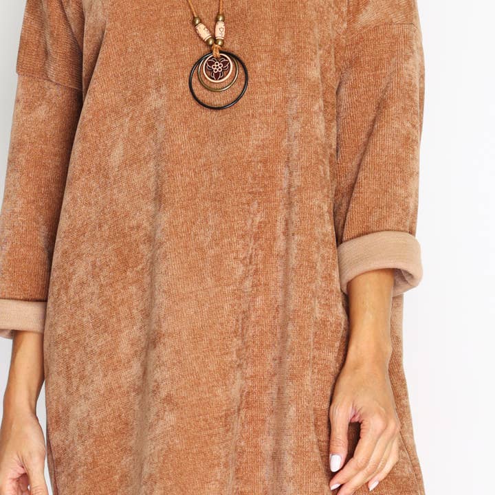 ORNELLA PARIS - Vente Robe – femme - Robe en velours avec collier SLV-R6363
10