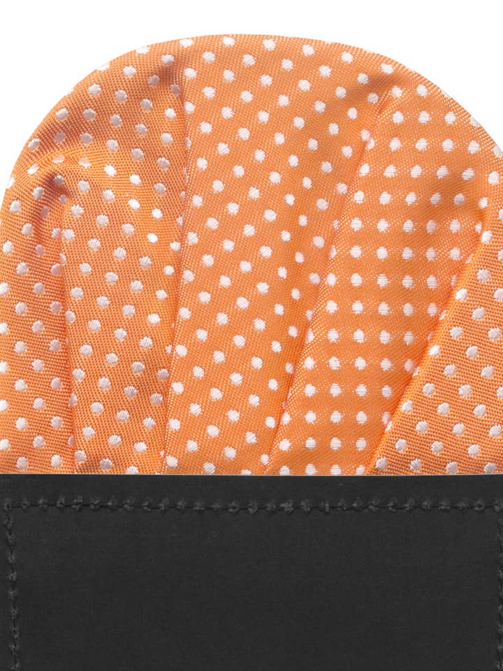 MOUCHOIR DE POCHE EN CARTON ORANGE FONCÉ À POIS BLANCS pour la vente par Josvil