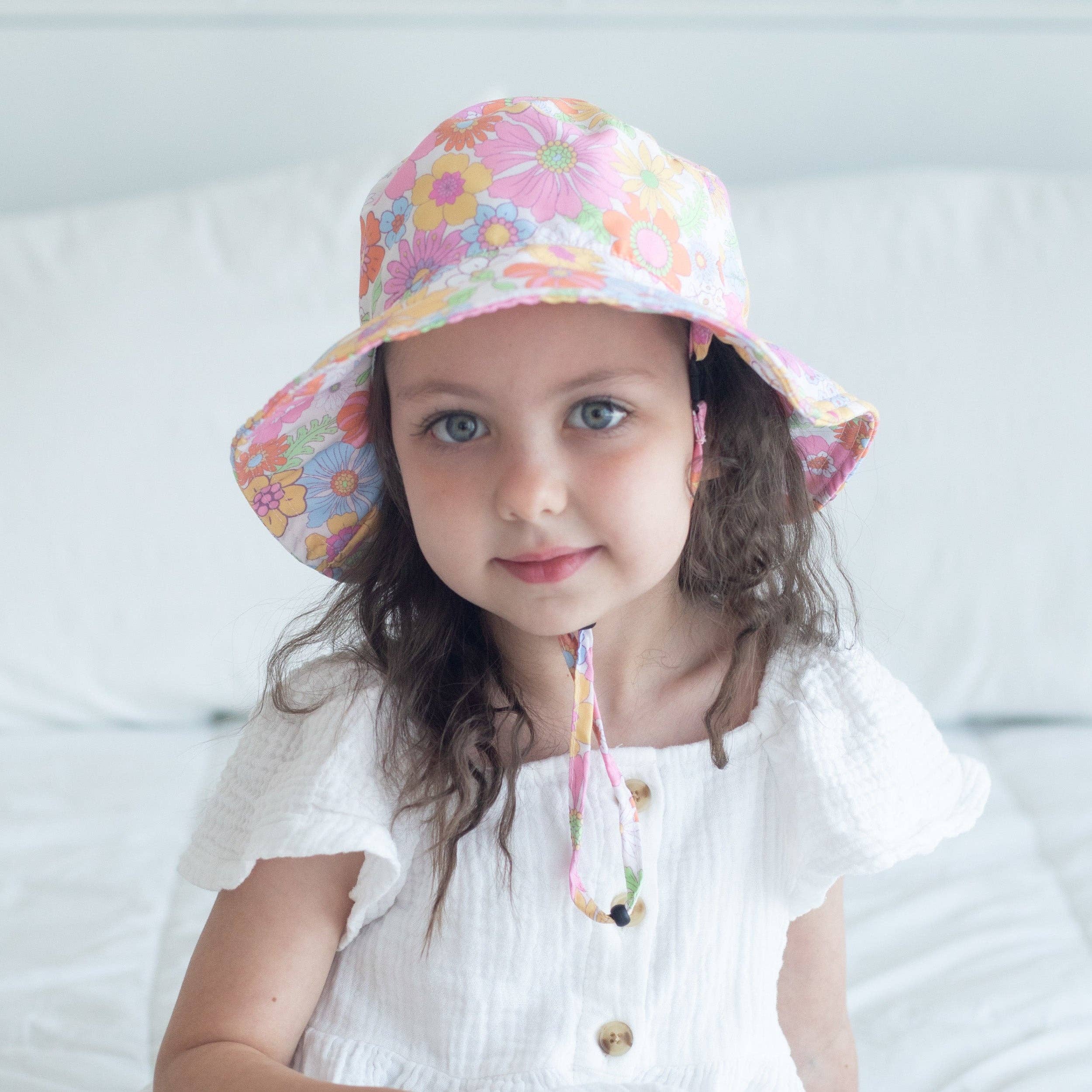 Honey Lemonade- Minky Baby Blankets and Gifts - Wholesale Sun Hat - Kids - Baby & Kids Sun Hat - Retro Floral2