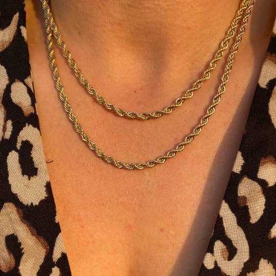 GoldFi - Wholesale Link & Chain Necklace - 18k Gold Filled Rope Chain In 3.0mm Thickness Gold Chain Com