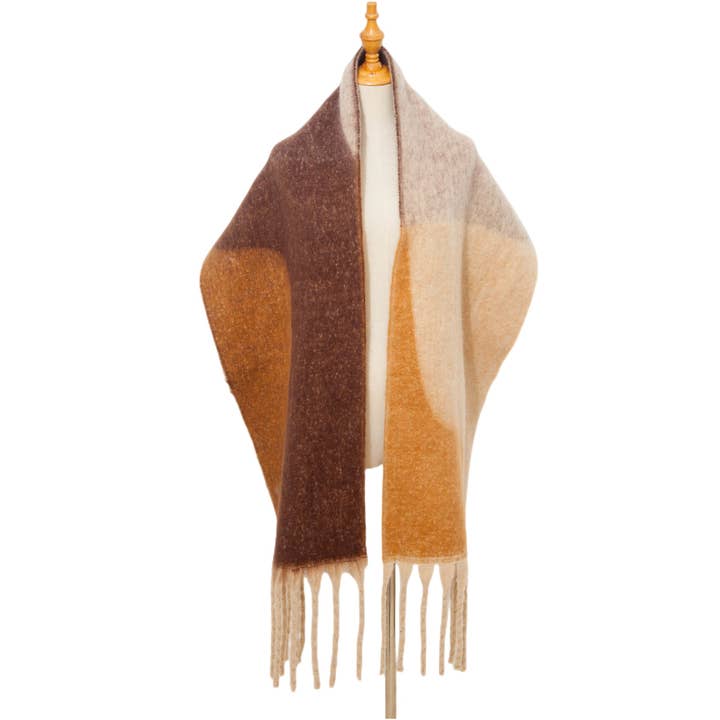 Dipped Shop – Großhandel Schal – Damen – Unregelmäßiger Druck Quasten Vintage Schal DPKS12039