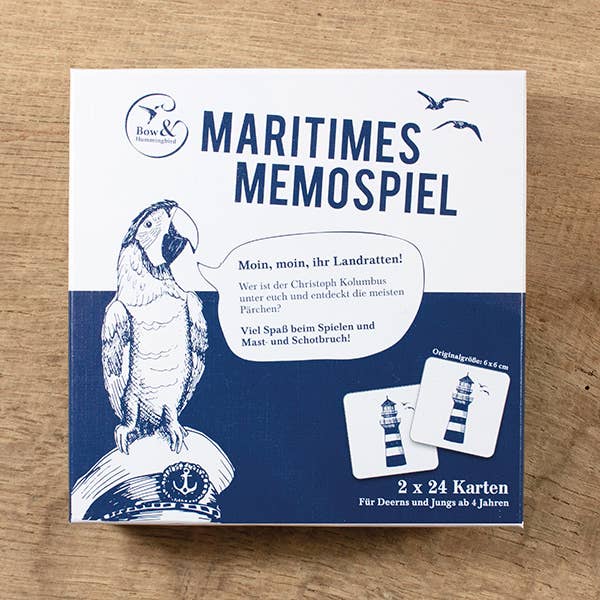 Bow & Hummingbird - Wholesale Card Game - Maritime memory game with 24 pairs of motifs