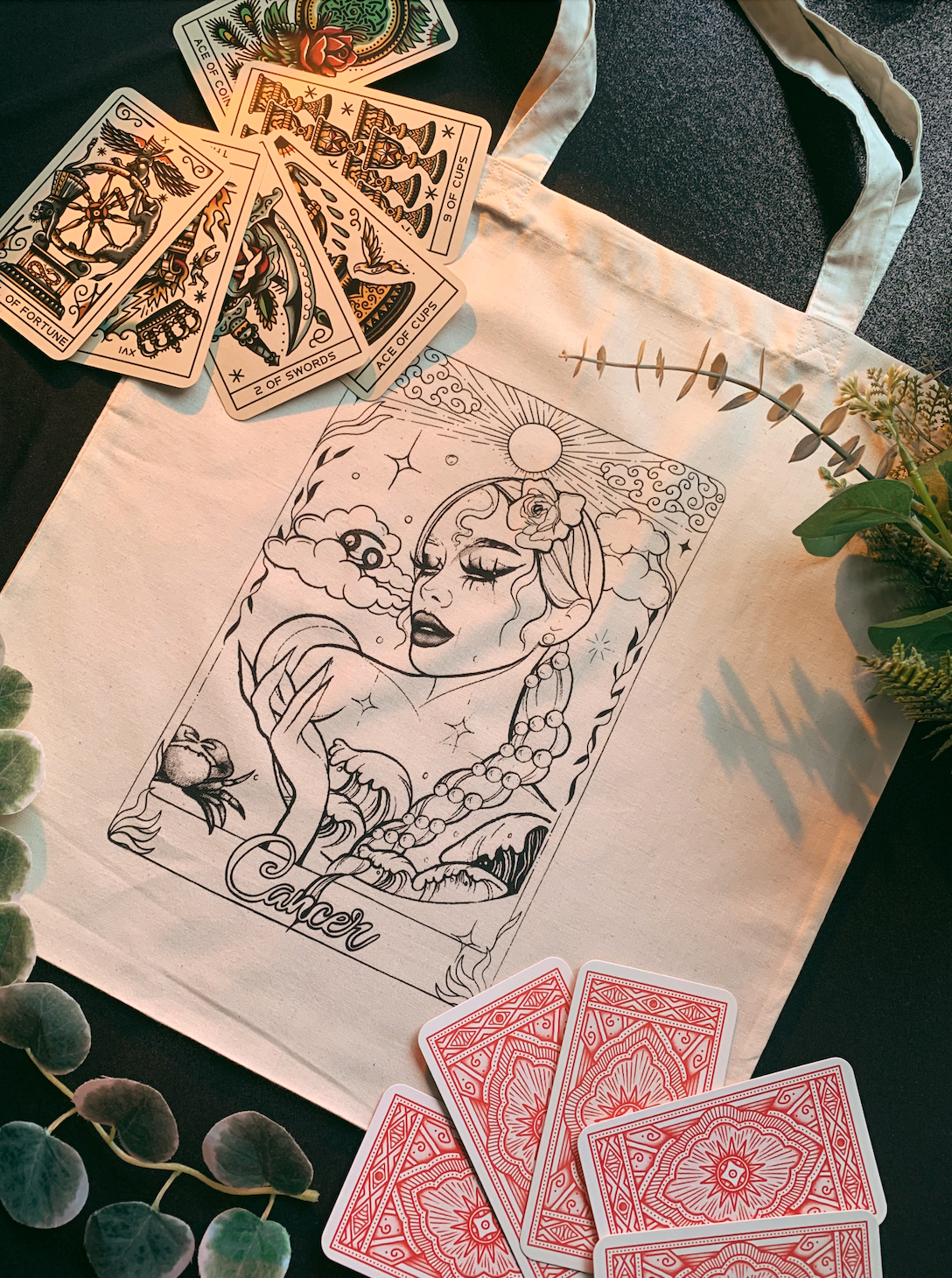 Ruby Rose Designs – Engroshandel Tote bag - Dame – Zodiac goddess tarotkort-taske fra Ruby Rose Designs3