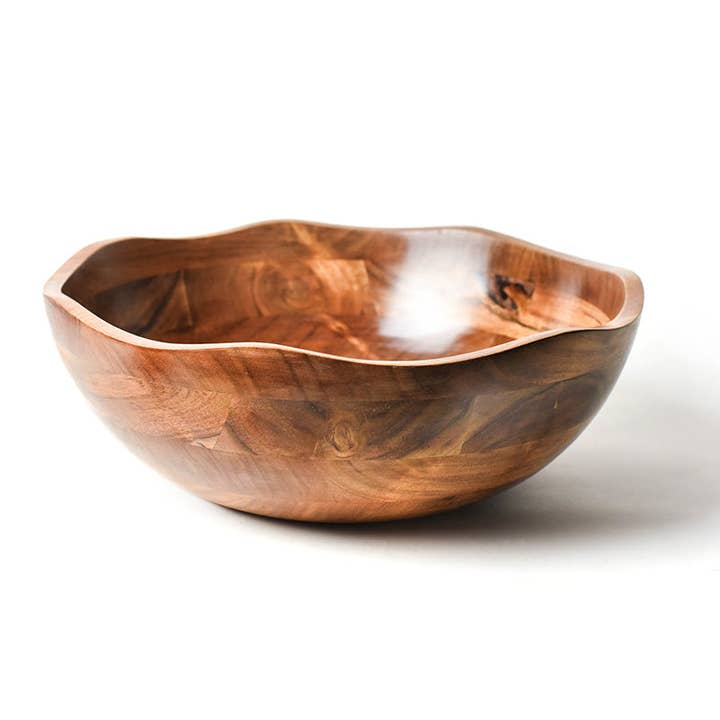 Fundamental Wood 16in Ruffle Bowl for wholesale by Coton Colors