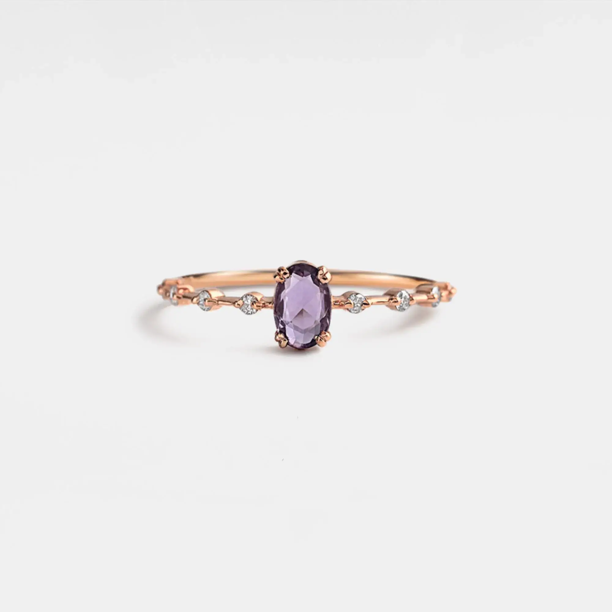 Perimade & Co. LLC - Wholesale Multi-Stone Ring - Oval Cut Natural Amethyst Ring in 925 Sterling Silver4